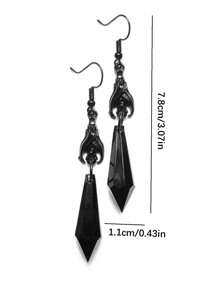 1 Par de Brincos Pendentes Geométricos Estilo Gótico Vermelho Preto Morcego e Prata Palma, Moda e Adequado para Festa de Halloween ou Qualquer Ocasião, Presente para Ela
