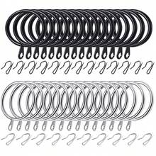 10/30/50 件金属窗帘环，带尖钩，挂环和窗帘钩，窗户淋浴环，直径 38 毫米/1.49 英寸（黑色、银色） - 彩色 - 查看 10