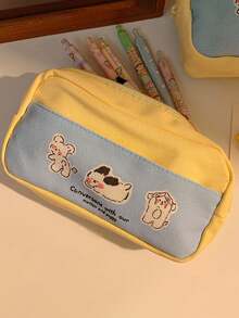 1个可爱小狗造型铅笔盒，高品质，适合中小学生，大容量文具收纳袋，返校必备，学习用品，铅笔盒，书包 - 彩色 - 查看 2