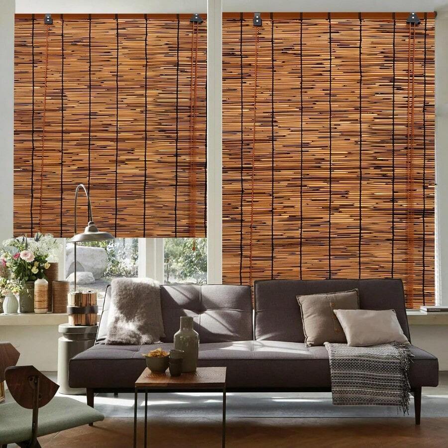 2 Pack Bamboo Reed RollUp Blind Shades For Windows 47