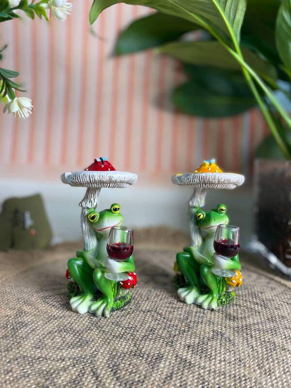 1 Peça Estátua Engraçada de Sapo Segurando Garrafa de Vinho, Expressão Vívida de Embriaguez, Adequada para Decoração de Pátio Externo, Escultura de Sapo Interessante, Presente para Amigos e Família