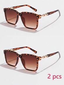 1 buc ochelari de soare pentru femei, cu aspect pătrat și gradient, stil retro, minimalist, versatili pentru exterior, vacanță, călătorii, pentru vacanță de vară la plajă, exterior, ochelari de soare de călătorie, cu lanț, stil elegant, ramă pătrată supradimensionată