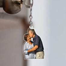 1 pieza Llavero personalizado de acrílico con foto y texto, llavero de pareja personalizado, regalo de aniversario único