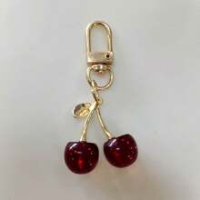 1 peça unissex brilhante simulado cereja chaveiro moda delicada 3D cereja bolsa pingente verão Y2K