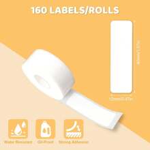 1600 pièces Ruban étiquette blanc laminé pour imprimantes d'étiquettes D30, 12x40 mm - Imperméable, adhésif puissant, résistant à haute température, facile à retirer, compatible avec l'impression claire avec les imprimantes d'étiquettes P15 P12/P11, imprimantes d'étiquettes