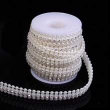 3 Yards/Roll ABS Faux Pearl Rhinestone Chain, Bridal Dress Accessory, Party Decorative Chain, Elegant Bracelet & Necklace Making Faux Pearl Chain