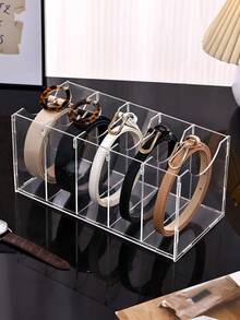 1pc Multi-Size Transparent Belt/Chain/Necktie/Headband Organizer Box, Detachable Assembly, Suitable For Daily Wardrobe Storage, Dresser Drawer, Jewelry And Accessory Organization, Multi-Functional Storage Box - Multicolor - View 3