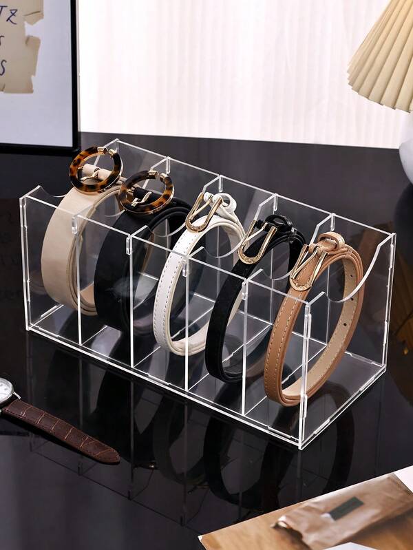 1 Stück Mehrzweck-Organizer-Box mit transparenter Aufbewahrung für Gürtel/Ketten/Krawatten/Stirnbänder, abnehmbare Montage, geeignet für tägliche Garderobe, Kommoden-Schubladen, Schmuck und Accessoires Organisation, multifunktionale Aufbewahrungsbox