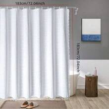 Bộ rèm tắm phong cách nông trại Boho kèm móc, rèm tắm vải lanh sọc siêu bền cho phòng tắm, rèm tắm phong cách đồng quê mộc mạc cổ điển chống thấm nước kèm tua rua, quà tặng Valentine cho nữ, sinh nhật, bạn trai, bạn gái, trang trí phòng tắm tại nhà, phụ kiện phòng tắm, trang trí mùa thu, trở lại trường học - Nhiều màu - Xem 29