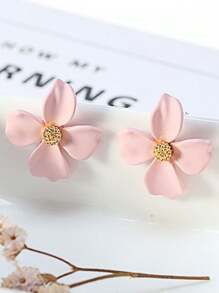 1 par de brincos de flor rosa minimalistas e modernos para mulheres, adequados para festas, férias, uso diário, presente de feriado