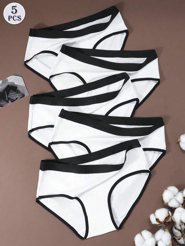 5pcs Women's Low Waist Comfortable Breathable Cotton Underwear