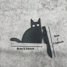 Decorazione da parete in stile classico a forma di gatto nero - silhouette retrò 2D con coltello, decorazione plastica Ognissanti e per tutto l'anno per soggiorno, camera da letto, sopra la porta - senza bisogno di elettricità, facile da appendere, elemento d'arredo camera da letto, design stravagante, decorazione, decorazione a coltello, per interior designer, piatto 2D