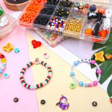 1 Set New Beaded Bracelet, Casual & Cute Designs, Multiple Cartoon Pattern DIY Matching Styles, Various Holiday Sets, Girly Style, Jewelry Decor, Small Pendant, Arts & Crafts, Gift Toys For Friends, Handmade Beading, Easy To Match Your Own Style