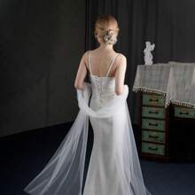 1 Peça Xale Longo de Tule Minimalista Feminino, Acessório Versátil para Festa, Casamento, Bolero