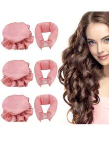 2 件套缎面无热卷发器、带发帽的枕头软卷发器、适合所有发质的柔软无热卷发棒头带、睡觉时佩戴的无热卷发器、返校、旅行度假必备品、女士发饰 - 彩色 - 查看 10