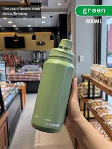 A杯800ML316不锈钢运动水杯好看男女学生户外车载办公便携大容量健身运动骑行杯冷热水壶节日礼物礼品水瓶返校开学 - 彩色 - 查看 20