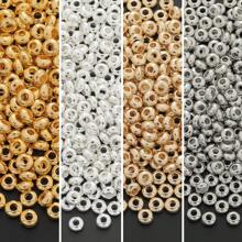 3mm/4mm/5mm Mixed Color Round Spacer Beads (Gold, Silver, KC Gold, White K), Smooth Alloy Spacer Beads For DIY Jewelry Making, Necklace Bracelet Earrings Pendant Charms