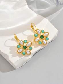 1 par de pendientes con diseño bohemio, lujoso, creativo y brillante, accesorio de joyería adecuado como regalo para el uso diario y festividades de las mujeres - pendientes - Ver 3