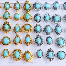 Paquete de 10 anillos de piedra natural vintage y ajustables, adecuados para joyería diaria de mujer, fiestas y regalos