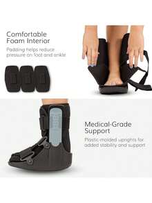 Bota corta para caminar de BraceAbility - Caminar ortopédico médico para fracturas de dedo del pie, tobillos esguinzados, estrés metatarsiano, soporte post-operatorio para fracturas de pie izquierdo o derecho, apto para hombres y mujeres (XS) - Medio - Ver 5