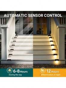 12 Stücke Solar-betriebene LED-Gartenleuchten, Treppenbeleuchtung für Außen-Dekoration - Terrasse, Stufen, Geländer, Wand, Garten, Treppe, Terrasse, Zaun, Einfahrt Beleuchtung, Multi-Farb-Steuerung, für Heim-Dekoration und Geländer-Dekoration