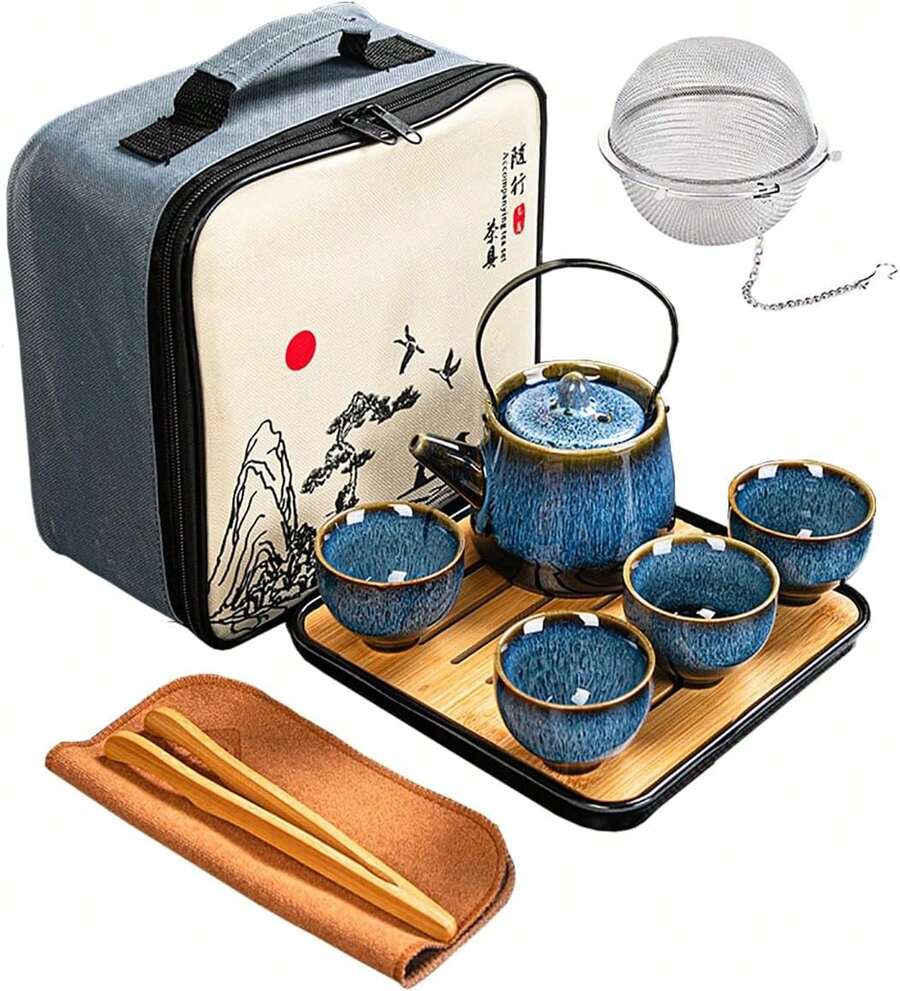 /Japanese Tea Set, Tea Sets Women/Adults,Gongfu/Porcelain Tea Set,Tea Tray And Included,Suitable Picnic And TTravel - 1 - Xem 1