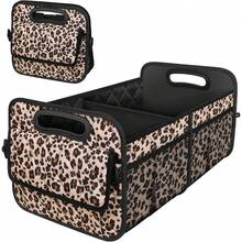 New  Car Trunk Organzier For Suv,Car Organziers And Storage With 6 Big Pocket For Women/Men 50L Waterproof Polyester Trunk Organzier For Minivan/Truck(Medium,Leopard Print) - Leopard print - 查看 1