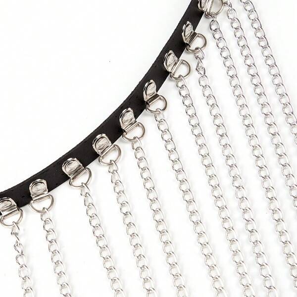 Sexy Lingerie Sultry Leather Chain Belt For Women Adjustable Waist Cincher With Punk Rock Hardware