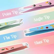 FADVAN 4PCS Tweezers Set Yellow/Lovely Flower Multi-Purpose Professional Stainless Steel Tweezers Precision Tweezers For Eyelash Extension Eyebrows Facial Blackhead,Point Tip Tweezers,Angle Tip Tweezers,Flat Tip Tweezers,Slant Tip Tweezers