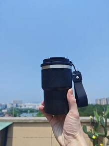 Taza de acero inoxidable aislada de 12 oz con diseño minimalista, taza de auto portátil con cordón, taza para helado, taza de café con doble capa al vacío, personalizada en un paquete