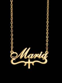 1 Pieza Personalizada Collar de Cadena con Símbolo de Corona, Cruz, Nombre, Corazón, Cruz de Acero Inoxidable, Corazón, Mariposa, Estrella, Mariposa, Símbolo de Infinito, Nombre Árabe, Joyería Personalizada para Exteriores, Playa, Letras de Cadena, Logotipo Firmado, Número Colgante Gargantilla
