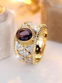 Vanel 1 ST Luxe Palace Inlay Cubic Zirconia Oval Cut Ring Eenvoudig en elegant Verlovingsbanket Modieus en prachtig ontwerp