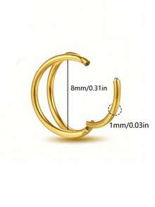 1 chiếc khuyên tai vòng đôi cho xỏ khuyên đơn, khuyên tai đôi mạ vàng 14K không gây dị ứng nhẹ bằng bạc, khuyên tai vòng Huggie Hoop, sụn Helix Rook Tragus, xỏ khuyên cho nữ, khuyên xỏ khuyên vách ngăn bằng thép không gỉ 316L, khuyên xỏ khuyên hình conch, khuyên môi, khuyên bấm vách ngăn - Vàng - Xem 9