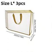 3 piezas Bolsas de regalo con borde dorado, para empaquetar regalos de boda, fiestas y vacaciones, bolsas de papel para ropa/joyería