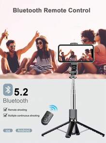 Palo de selfie inalámbrico Bluetooth de 1,03 m, rotación de 360°, acero inoxidable antivibración, compatible con iPhone 16, 15, 14, 13, 12, 11e/Max/Pro/Xs/Xr/X/Plus, compatible con Samsung Galaxy S25/S24/S23/S22 Ultra y otros teléfonos inteligentes Android, adecuado para autotrasmisión.