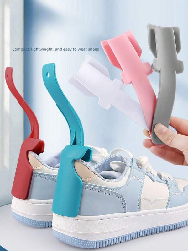 1/2 pièces Aides chaussures en plastique unisexes de couleur aléatoire, chausse-pied portable, aide à l'enfilage de chaussettes et de chaussures, assistant de voyage pour le port des chaussures