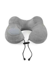 1 件便携式充气 U 型颈部支撑枕，休闲风格涤纶旅行枕，可拆卸枕套，带拉链，适合侧卧者，非常适合飞机、汽车、午睡，充气枕头适合旅行和办公室旅行配件旅行必需品假期暑假返校 - 淺灰色 - 查看 2