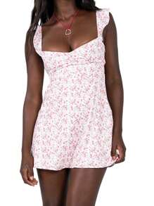 Women's Summer Slip Dress Floral Print/Jacquard Sleeveless Square Neck Slim Fit Mini Dress For Work, Party