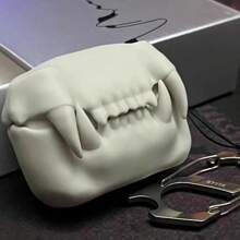 bandai Funda divertida para teléfono, funda fea para teléfono 4 piezas/Funda protectora de silicona con diseño de dientes de tigre para Pro 2, funda de caricatura con diseño en 3D para auriculares Bluetooth de tercera generación 4