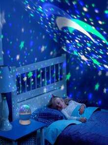 1 Stück LED Sternenhimmel Dekoleuchte, Kinder Schlafzimmer Projektionslampe, Märchentraum 7-Farbig LED Licht, mehrere wechselbare Lichtmodi, tragbar mit USB-Kabel, 360° drehbare Mond & Stern Projektionslampe, geeignet für Schlafzimmer, Partydekoration, Geschenk zum Geburtstag für Mädchen, Kinder & Erwachsene Gaming/Raumdekoration