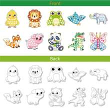Attività artistiche e creative per bambini - Set di pittura con adesivi di animali carini, adesivi laser e set da colorare, 10 carte con disegni di animali + 12 adesivi laser + 10 corde decorative, decorazioni da appendere, artigianato fatto in casa, set creativo, regalo di compleanno, regalo per le vacanze, regalo per il ritorno a scuola, borsa, giocattoli per bambini e bambine di 3-6 anni, regali di Natale e Ognissanti