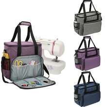 Bolsa de almacenamiento acolchada de tela gruesa con bolsillos de malla elástica, estuche de transporte para máquinas de coser domésticas de marcas como Brother y Singer - Organizador de suministros para manualidades - Multicolor - Ver 2