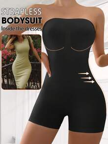 Slimers Strapless Shapewear Bodysuit Butt Lifter Body Shaper For Women Under Dress Tummy Control Full Body Shapewear - Black - View 4