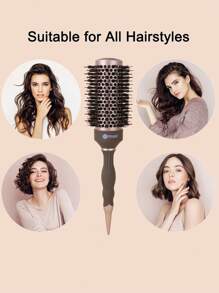 1pc Stylance Nano Ionic Ceramic Hair Salon Brush With Nylon Pins & Boar Bristle Tapered Handle For Hairstyling