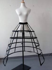 Black 5 Hoops Floor-Length Front Split Crinoline Petticoats Underwear Waistband Underskirt For Ballgown Wedding Dress