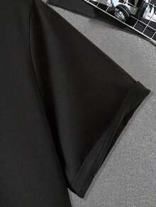 Camiseta Casual de  Estampado de anti social   - Mezcla de Poliéster y Spandex Suave, Cuello Redondo, Manga Corta, Lavable a Máquina - Negro - Ver 3