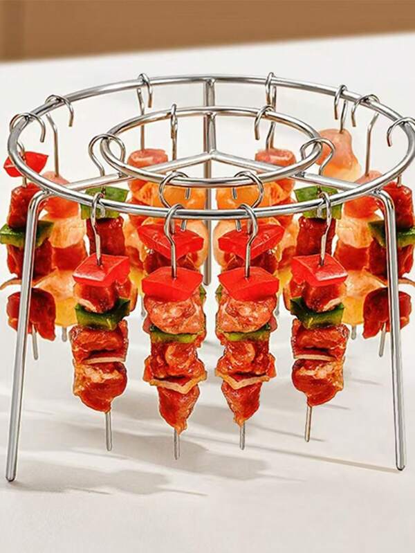 1 Set Edelstahl Grill + Spieße, BBQ Set, Heißluftfritteuse, Ofen, Grill, Spieße, Küchenutensilien, Kochen, geeignet für Fleisch, Fisch, Gemüse, Obst, Feiertage, Zusammenkünfte, Geschenke
