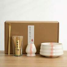 4 pièces Set bol Matcha incluant fouet à Matcha, cuillère à Matcha, bol Matcha et support Matcha, boîte cadeau set de thé Matcha style japonais
