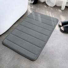 1pc Solid Color Simple Soft Memory Foam Sponge Absorbent & Non-Slip Bathroom Mat, Toilet Mat