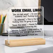 Funny Office Desk Decor, Sarcastic Work Gifts For Coworkers Colleagues Employees, Work Email Lingo Clear Desk Decorative Sign Humor Office Acrylic Sign Decoration - White - View 4
